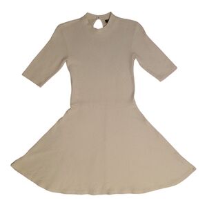 Topshop Cream Textured Fit and Flare Dress